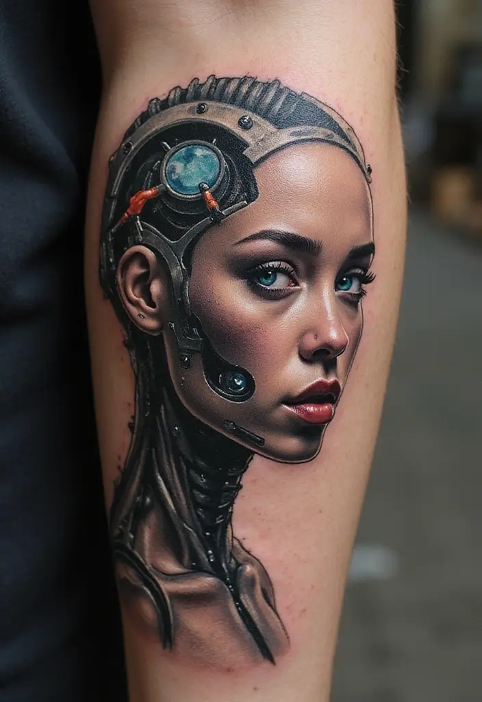 30 Biomech Tattoo Ideas with Futuristic and Bold Designs - 17. Cyborg Face