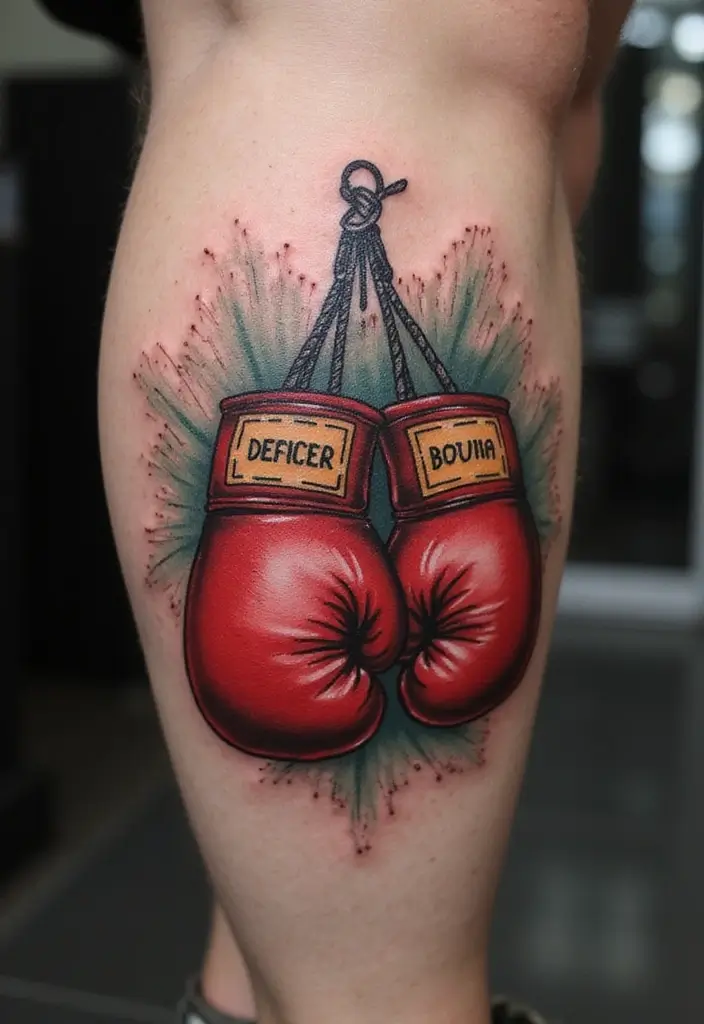 50 Boxing Gloves Tattoo Designs That Embody Strength and Courage! 17 50 Boxing Gloves Tattoo Designs That Embody Strength and Courage! - 17. Custom Illustrative Design