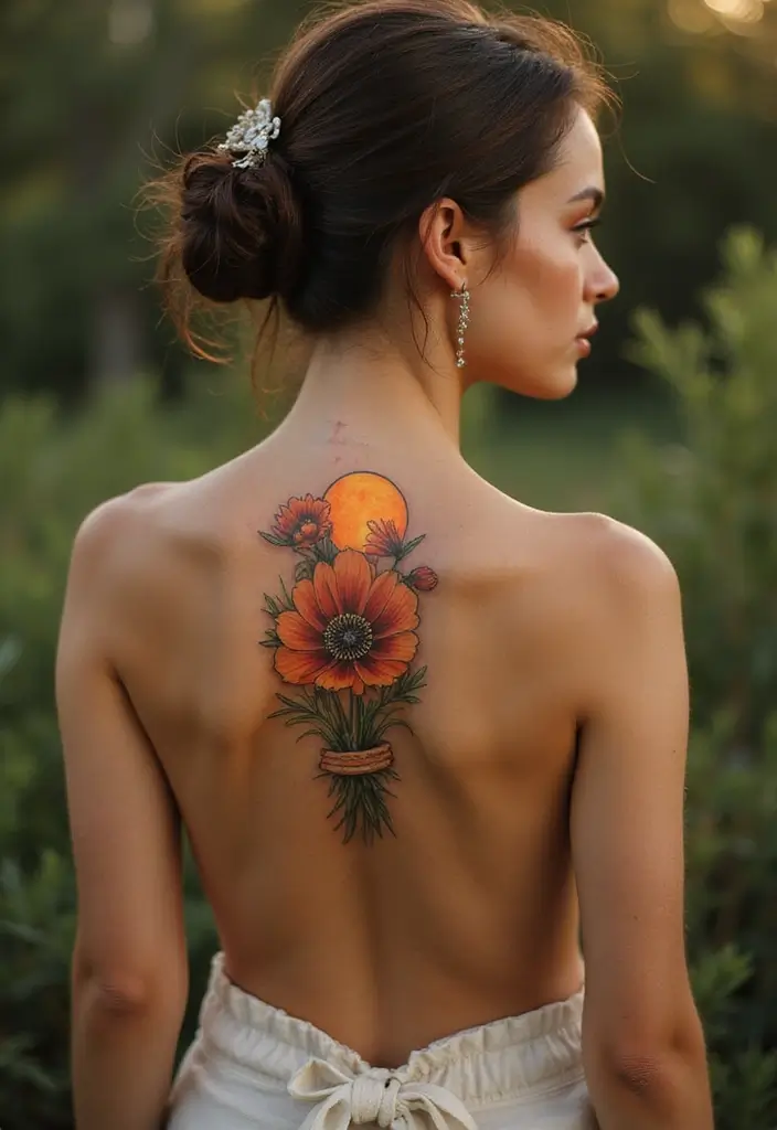 50 California Poppy Tattoo Ideas with Symbolism and Beauty - 17. California Poppy and Moon