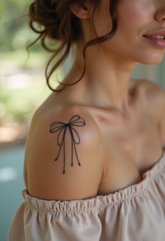 50 Elegant Collarbone Tattoo Ideas for Women 17 50 Elegant Collarbone Tattoo Ideas for Women - 17. Ribbons and Bows