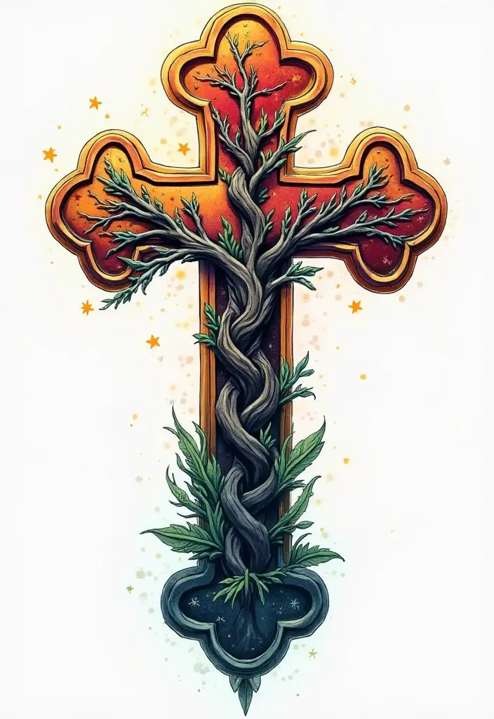 50 Cross Tattoo Meaning Inspirations and Symbolism Explained - 17. The Cross and Tree of Life: Connection to Nature