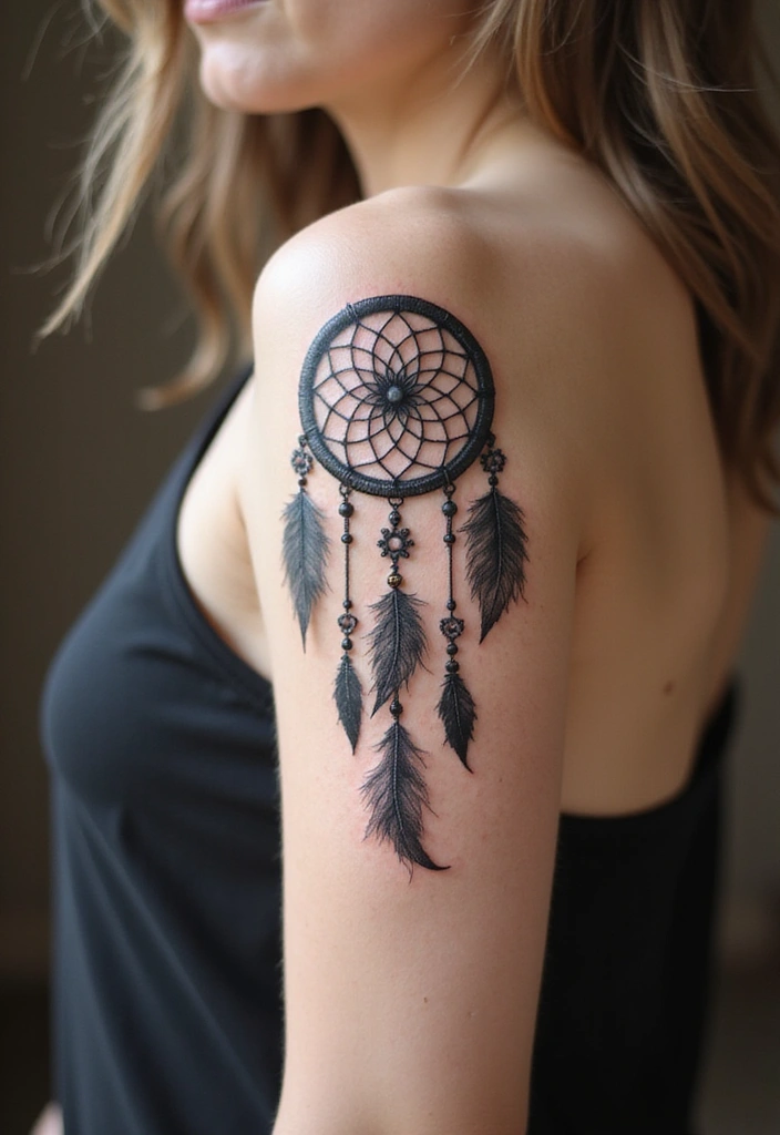 50 Dreamcatcher Tattoo Ideas with Cultural Symbolism 17 50 Dreamcatcher Tattoo Ideas with Cultural Symbolism - 17. Dreamcatcher on the Side