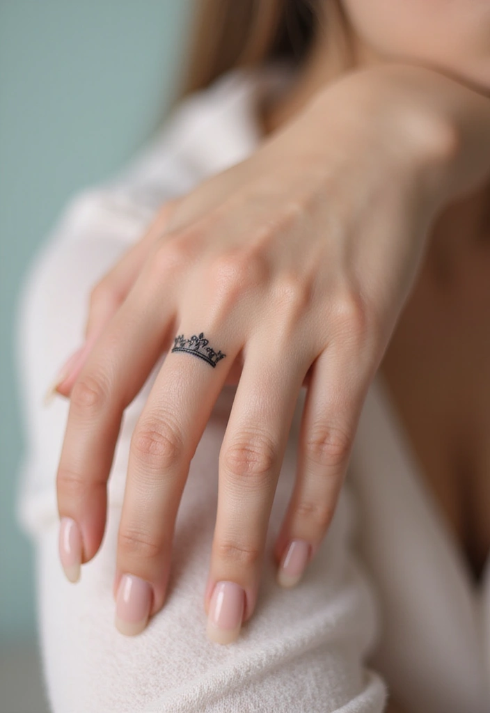 30 Elegant Hand Tattoos for a Chic and Bold Look 17 30 Elegant Hand Tattoos for a Chic and Bold Look - 17. Stylish Crown Tattoos