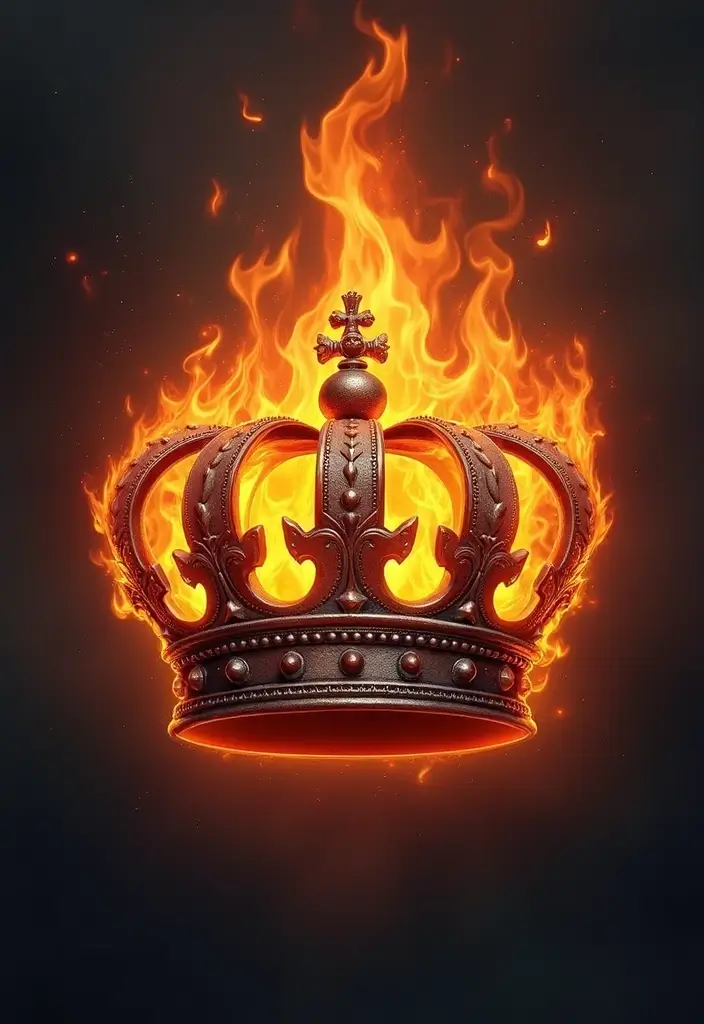 30 Fire Tattoos with Bold and Striking Designs 17 30 Fire Tattoos with Bold and Striking Designs - 17. Fire Crown: Royalty and Strength