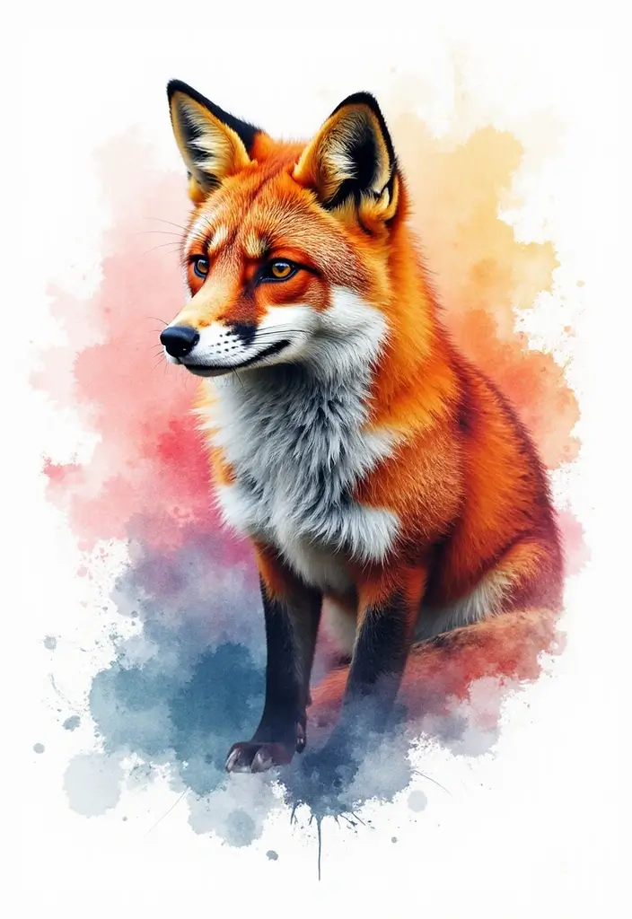 30 Fox Tattoos with Creative and Symbolic Designs - 17. Geometric Fox with Watercolor Background