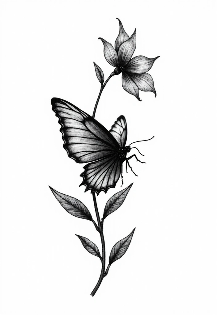 50 Half Butterfly Half Flower Tattoo Designs and Inspirations - 17. Dreamy Silhouettes