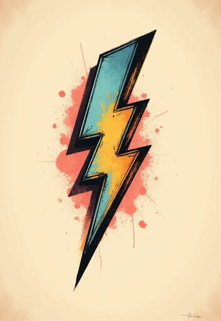50 Lightning Bolt Tattoos with Bold and Striking Designs 17 50 Lightning Bolt Tattoos with Bold and Striking Designs - 17. Vintage Lightning Bolt