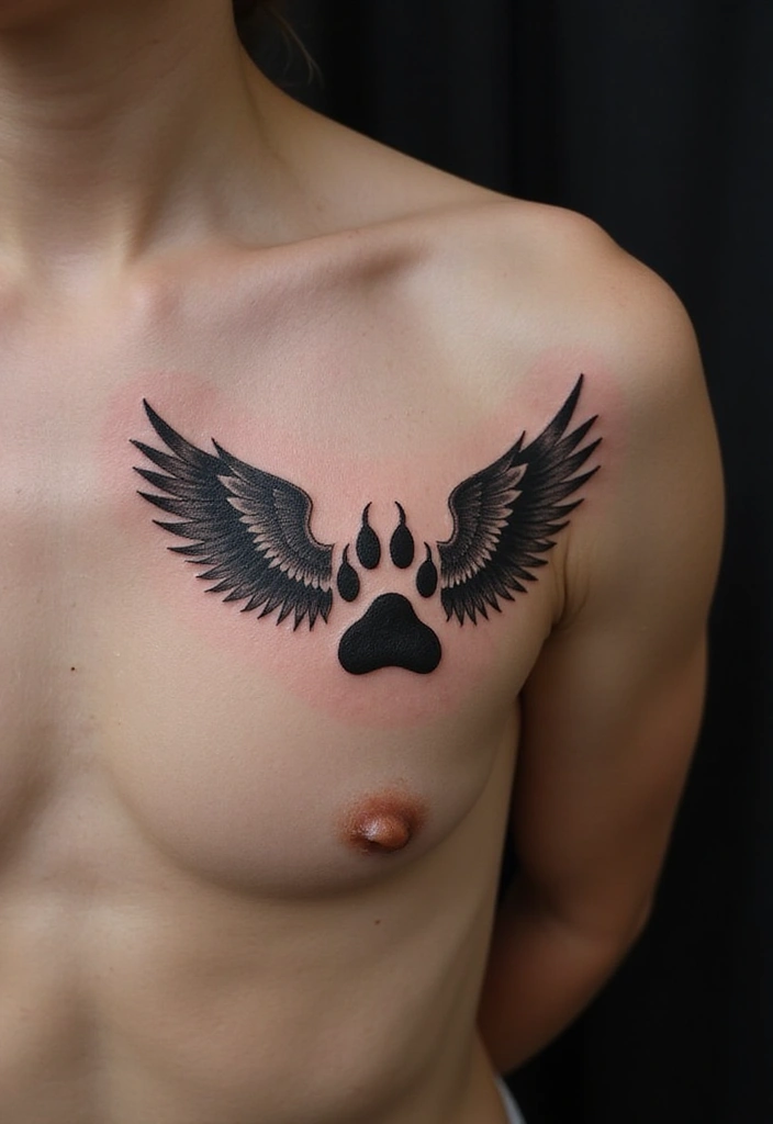30 Loyalty Over Love Tattoos and Their Symbolism - 17. A Winged Paw Print