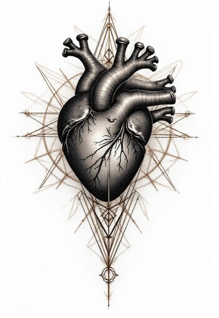 30 Sacred Heart Tattoo Ideas with Spiritual Symbolism 17 30 Sacred Heart Tattoo Ideas with Spiritual Symbolism - 17. Sacred Heart with Geometric Patterns