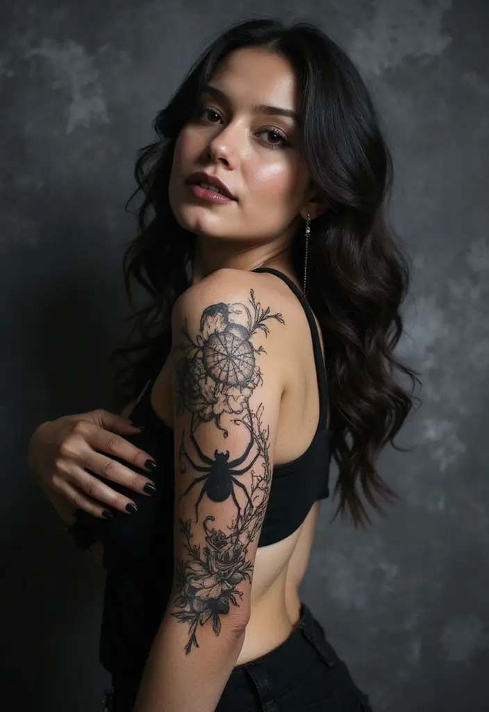 50 Spider Tattoo Designs with Meaning and Bold Styles 17 50 Spider Tattoo Designs with Meaning and Bold Styles - 17. Spooky Spider Tattoo