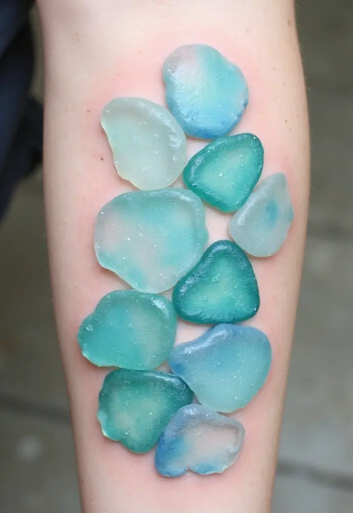 30 Water Tattoo Designs with Flowing Creativity 17 30 Water Tattoo Designs with Flowing Creativity - 17. Ethereal Sea Glass