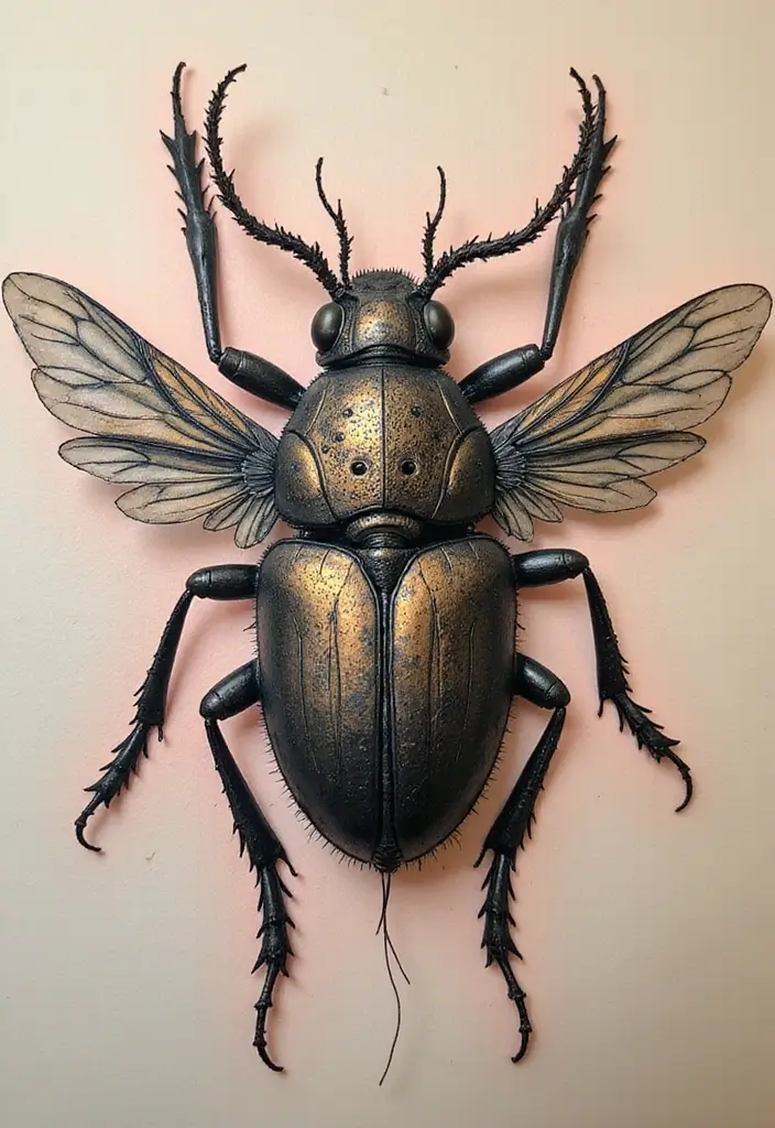 50 Bug Pin Tattoo Designs That Are Unique and Creative - 18. Biomechanical Insect
