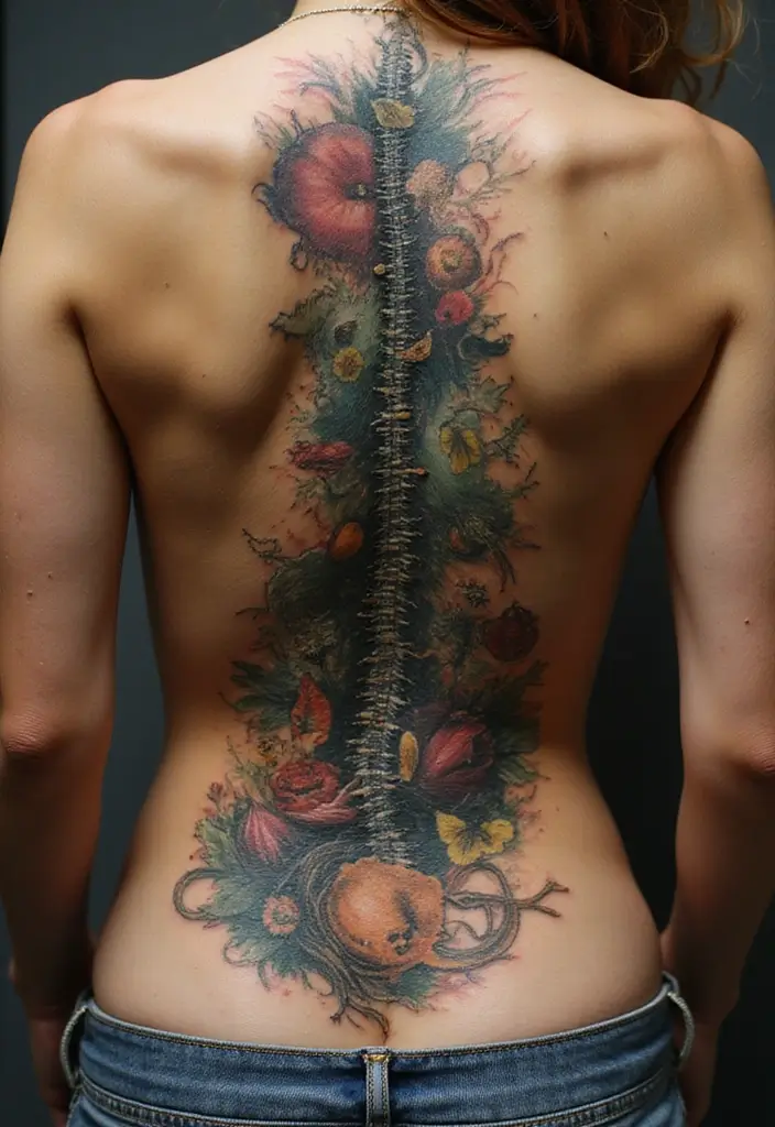 50 Baddie Women’s Spine Tattoos That Look Absolutely Stunning - 18. Surreal Art