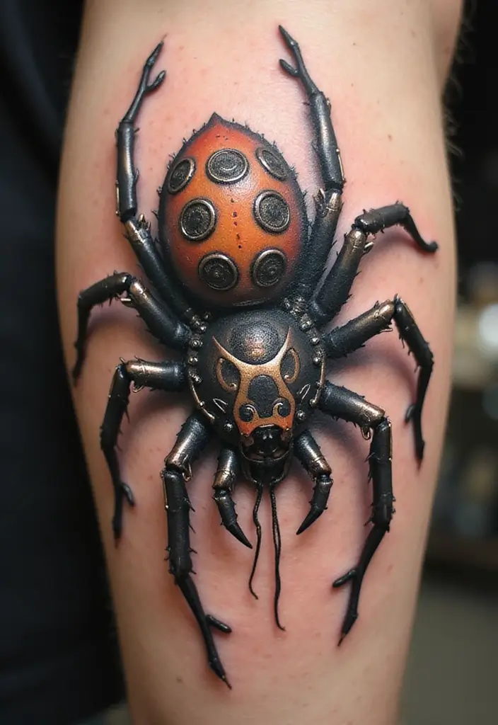30 Biomech Tattoo Ideas with Futuristic and Bold Designs - 18. Biomechanical Spider