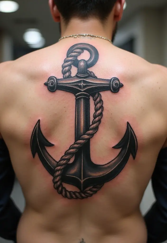 50 Christian Back Tattoos with Meaningful and Powerful Designs - 18. The Anchor of Hope