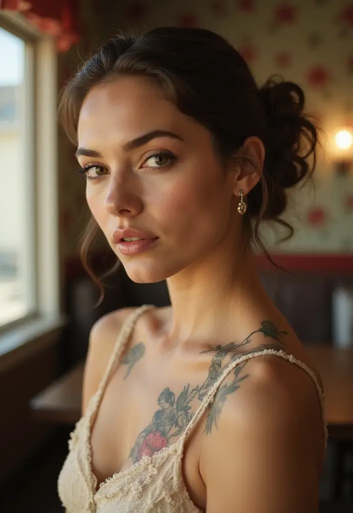 50 Elegant Collarbone Tattoo Ideas for Women 18 50 Elegant Collarbone Tattoo Ideas for Women - 18. Vintage-Inspired Designs