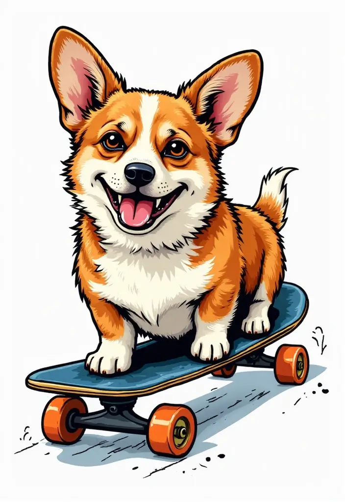 50 Creative Corgi Tattoo Ideas for Dog Lovers 18 50 Creative Corgi Tattoo Ideas for Dog Lovers - 18. Corgi with a Skateboard