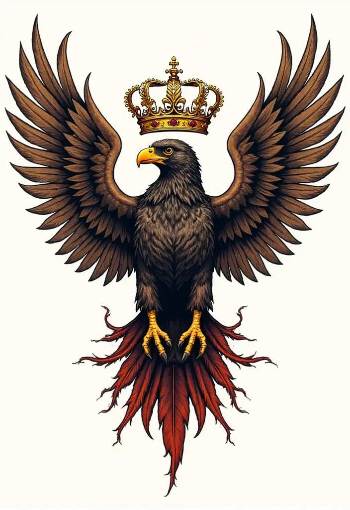 50 Eagle Tattoo Meaning Ideas and Symbolic Designs 18 50 Eagle Tattoo Meaning Ideas and Symbolic Designs - 18. Eagle with a Crown