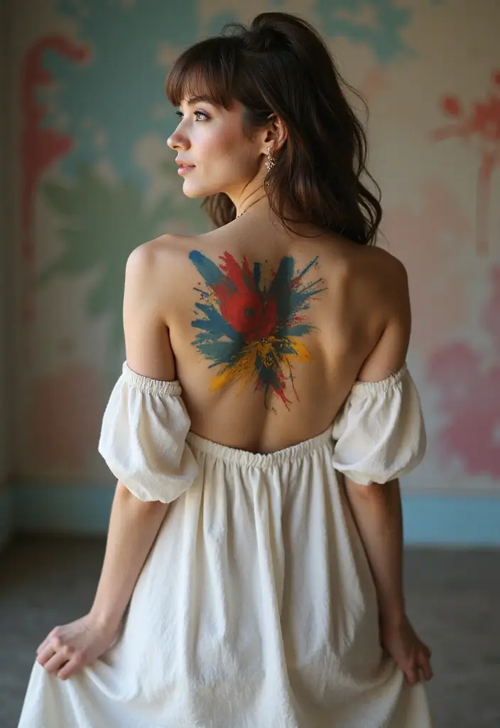 30 Female Back Tattoos That Are Elegant and Powerful 18 30 Female Back Tattoos That Are Elegant and Powerful - 18. The Artistic Brushstroke
