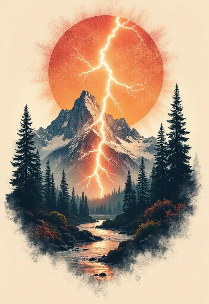 50 Lightning Bolt Tattoos with Bold and Striking Designs 18 50 Lightning Bolt Tattoos with Bold and Striking Designs - 18. Lightning Bolt in Nature