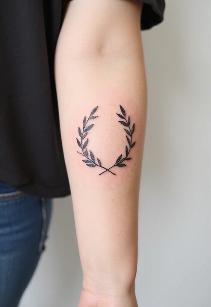 30 Olive Branch Tattoo Meaning and Design Inspirations - 18. Minimalist Olive Wreath