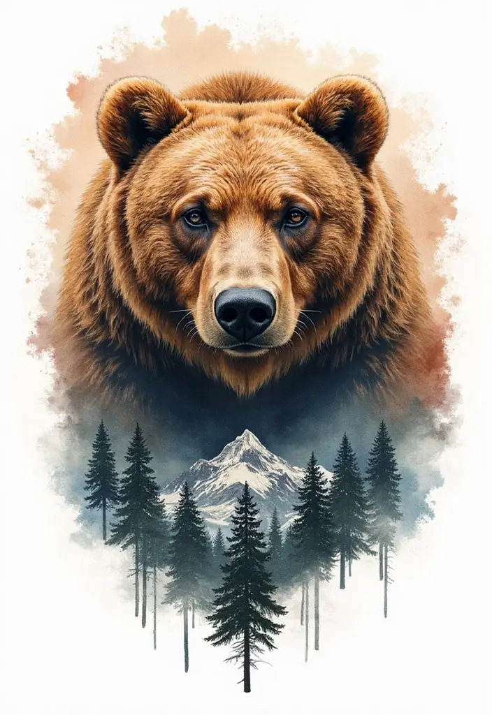 30 Safari Animal Tattoos with Bold and Exotic Designs - 18. Strong Bear: The Guardian Spirit