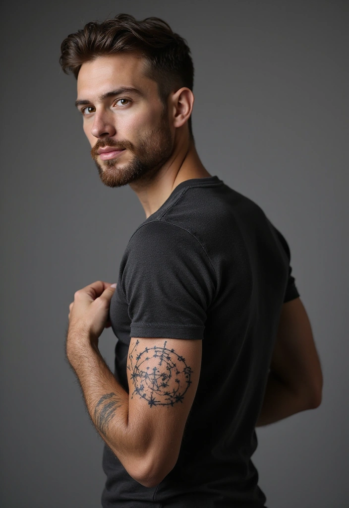 30 Star Tattoos for Men with Bold and Inspiring Ideas 18 30 Star Tattoos for Men with Bold and Inspiring Ideas - 18. Star Constellation Sleeve: Full Cosmic Coverage
