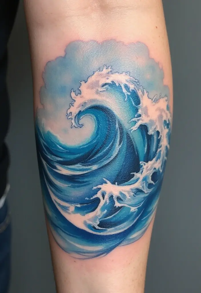 30 Water Tattoo Designs with Flowing Creativity 18 30 Water Tattoo Designs with Flowing Creativity - 18. Fluid Water Waves