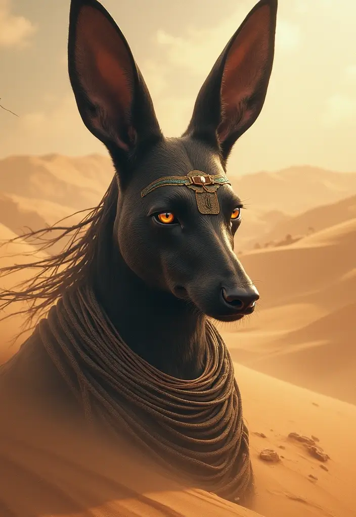 30 Anubis Tattoo Designs with Ancient Egyptian Symbolism 19 30 Anubis Tattoo Designs with Ancient Egyptian Symbolism - 19. Anubis and Sand Dunes