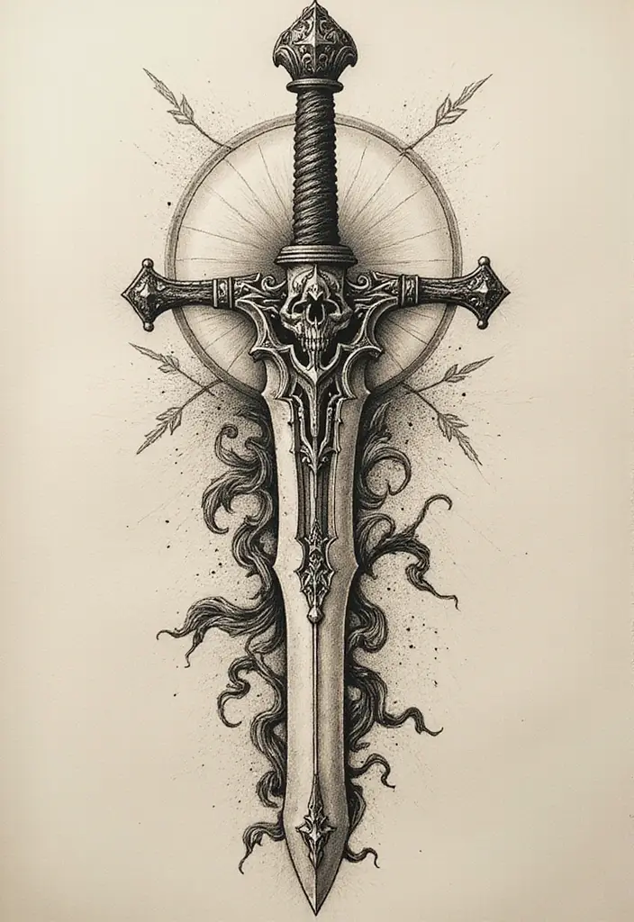 50 Berserk Tattoo Ideas Inspired by the Iconic Manga 19 50 Berserk Tattoo Ideas Inspired by the Iconic Manga - 19. The Skull Knight's Sword