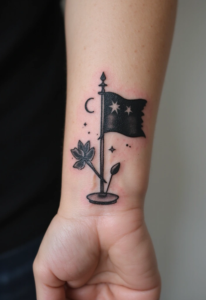 50 Black Flag Tattoo Meaning Inspirations and Symbolism 19 50 Black Flag Tattoo Meaning Inspirations and Symbolism - 19. A Meaningful Reminder