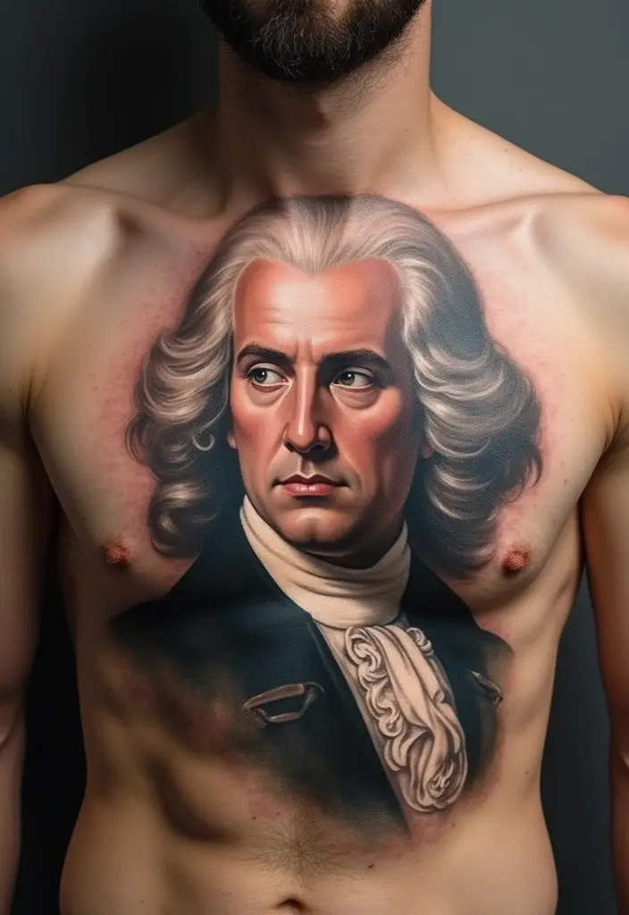 50 Best Chest Tattoo Ideas for Men and Women in 2025 19 50 Best Chest Tattoo Ideas for Men and Women in 2025 - 19. Historical Figures