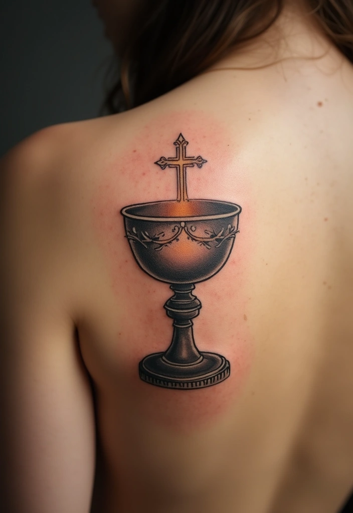 50 Christian Back Tattoos with Meaningful and Powerful Designs - 19. The Chalice