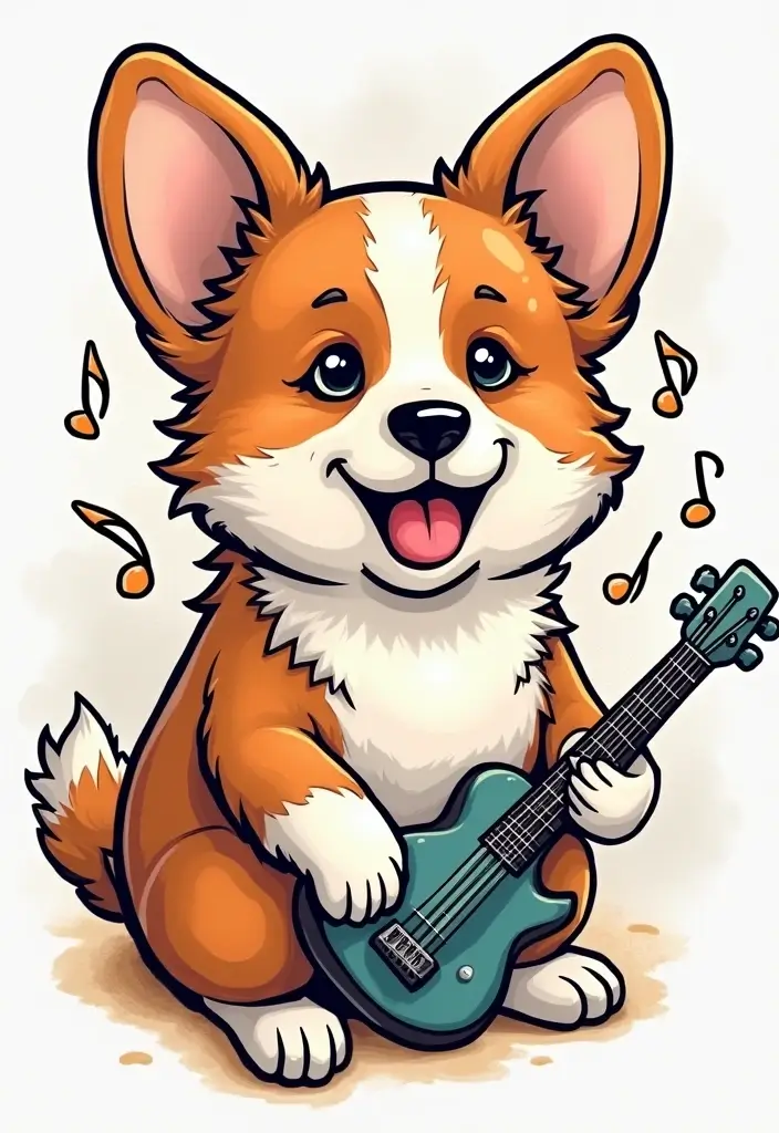 50 Creative Corgi Tattoo Ideas for Dog Lovers 19 50 Creative Corgi Tattoo Ideas for Dog Lovers - 19. Corgi with a Music Note
