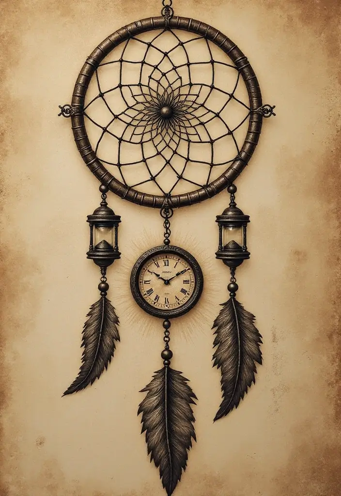 50 Dream Catcher Tattoo Meaning Ideas with Deep Symbolism 19 50 Dream Catcher Tattoo Meaning Ideas with Deep Symbolism - 19. A Journey Through Time