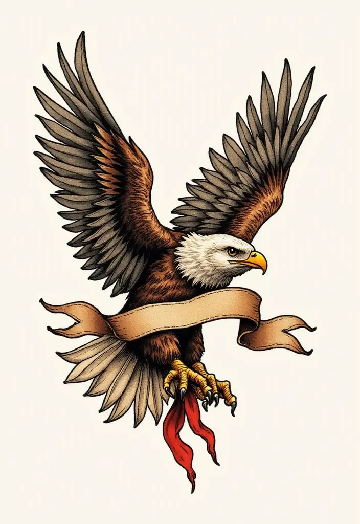 50 Eagle Tattoo Meaning Ideas and Symbolic Designs 19 50 Eagle Tattoo Meaning Ideas and Symbolic Designs - 19. Eagle with a Banner