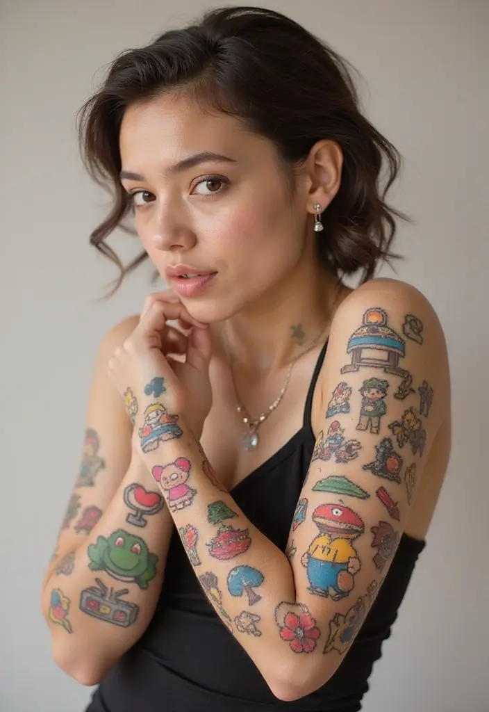 30 Elbow Tattoo Designs with Unique and Eye-Catching Styles - 19. Pixel Art Tattoos