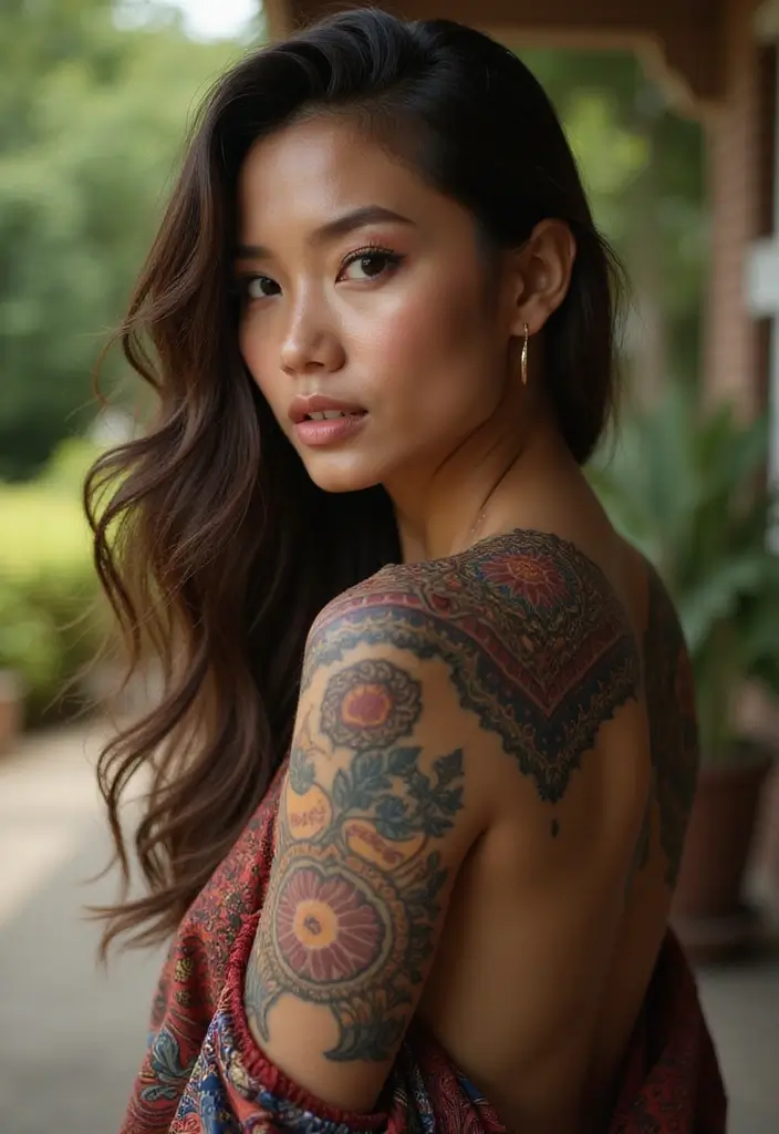 50 Front Shoulder Tattoos for Females That Are Stylish and Bold 19 50 Front Shoulder Tattoos for Females That Are Stylish and Bold - 19. Cultural Artistry