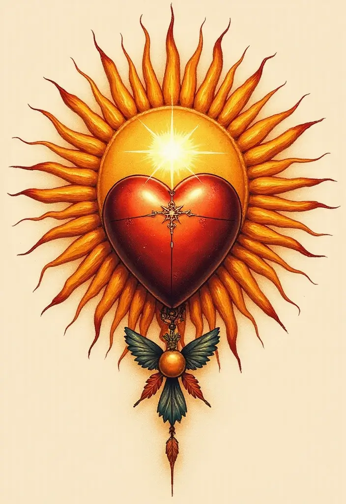 30 Sacred Heart Tattoo Ideas with Spiritual Symbolism 19 30 Sacred Heart Tattoo Ideas with Spiritual Symbolism - 19. Sacred Heart in a Sunburst