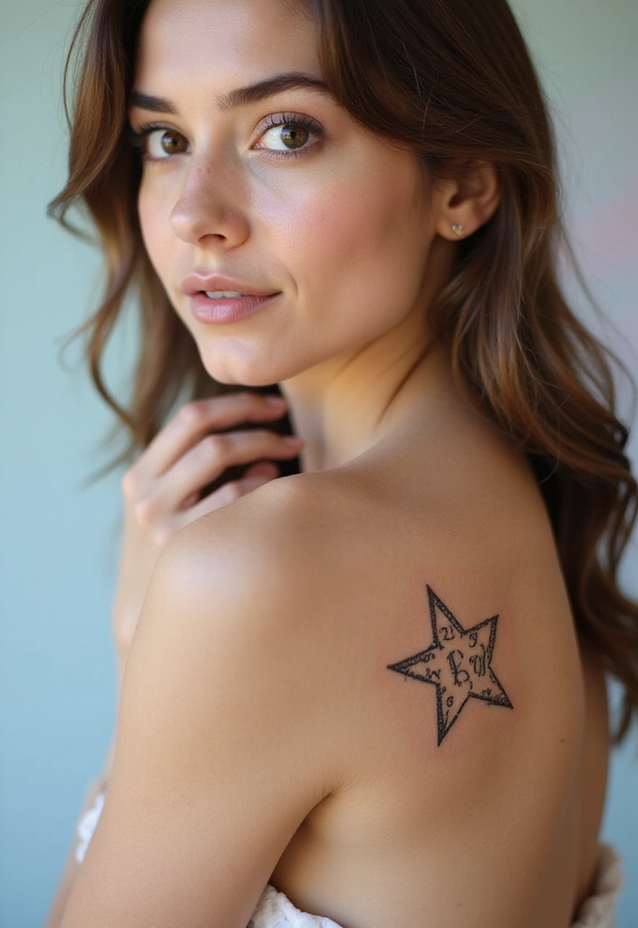 30 Shoulder Star Tattoos with Creative and Stylish Designs 19 30 Shoulder Star Tattoos with Creative and Stylish Designs - 19. Star with Personal Meaning