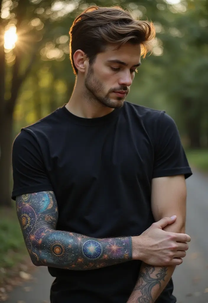 30 Star Tattoos for Men with Bold and Inspiring Ideas 19 30 Star Tattoos for Men with Bold and Inspiring Ideas - 19. Celestial Mandala: Spiritual Symmetry