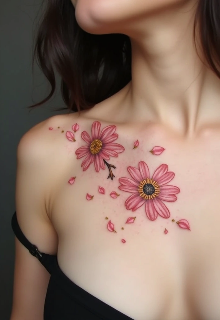 50 Wildflower Tattoo Ideas with Simple and Beautiful Designs 19 50 Wildflower Tattoo Ideas with Simple and Beautiful Designs - 19. Petal Trail