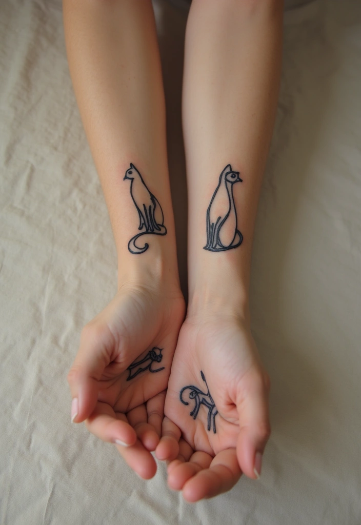 50 Creative Cat Tattoo Ideas for Every Style - 1. Minimalistic Cat Silhouettes