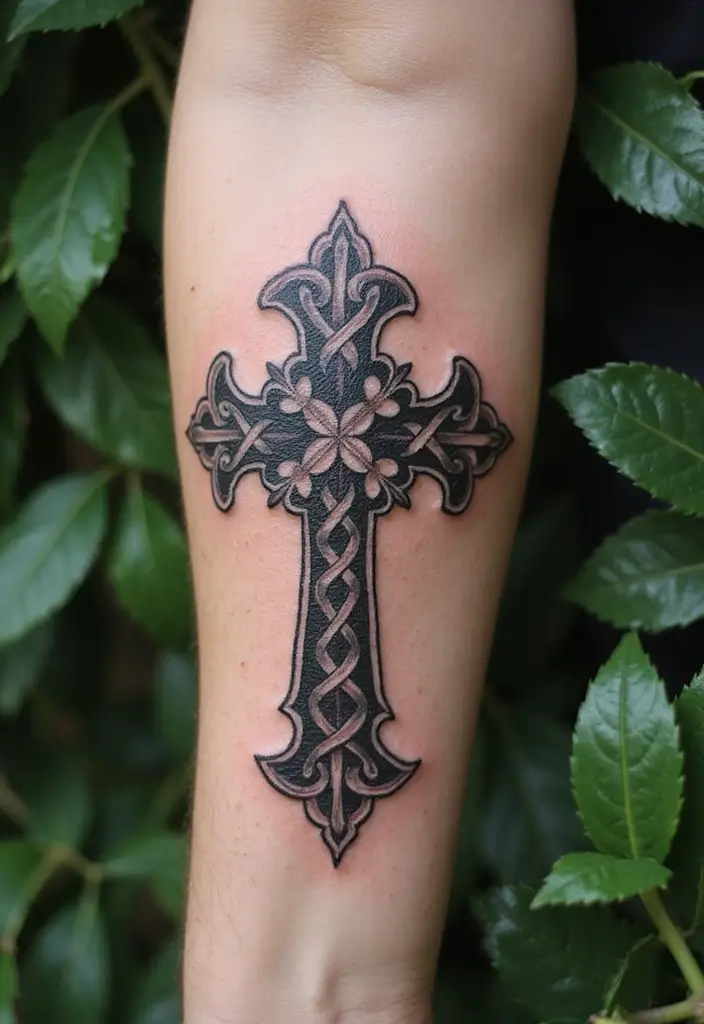 30 Celtic Cross Tattoos for Men and Women with Spiritual Value 1 30 Celtic Cross Tattoos for Men and Women with Spiritual Value - 1. Traditional Knotted Cross