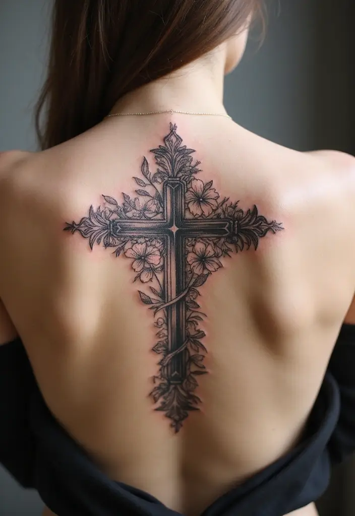 50 Christian Back Tattoos with Meaningful and Powerful Designs - 1. The Classic Cross