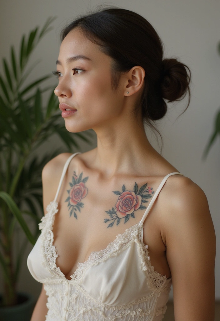 50 Elegant Collarbone Tattoo Ideas for Women 1 50 Elegant Collarbone Tattoo Ideas for Women - 1. Delicate Floral Sprays