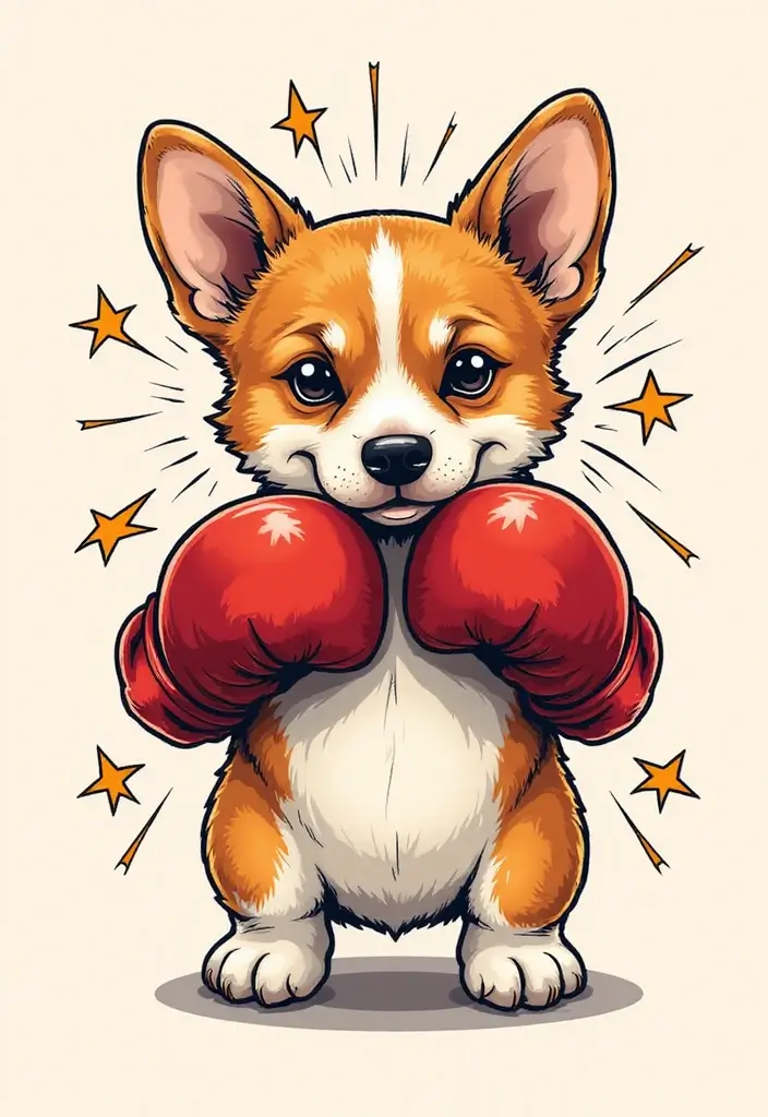 50 Creative Corgi Tattoo Ideas for Dog Lovers 1 50 Creative Corgi Tattoo Ideas for Dog Lovers - 1. Corgi with Boxing Gloves