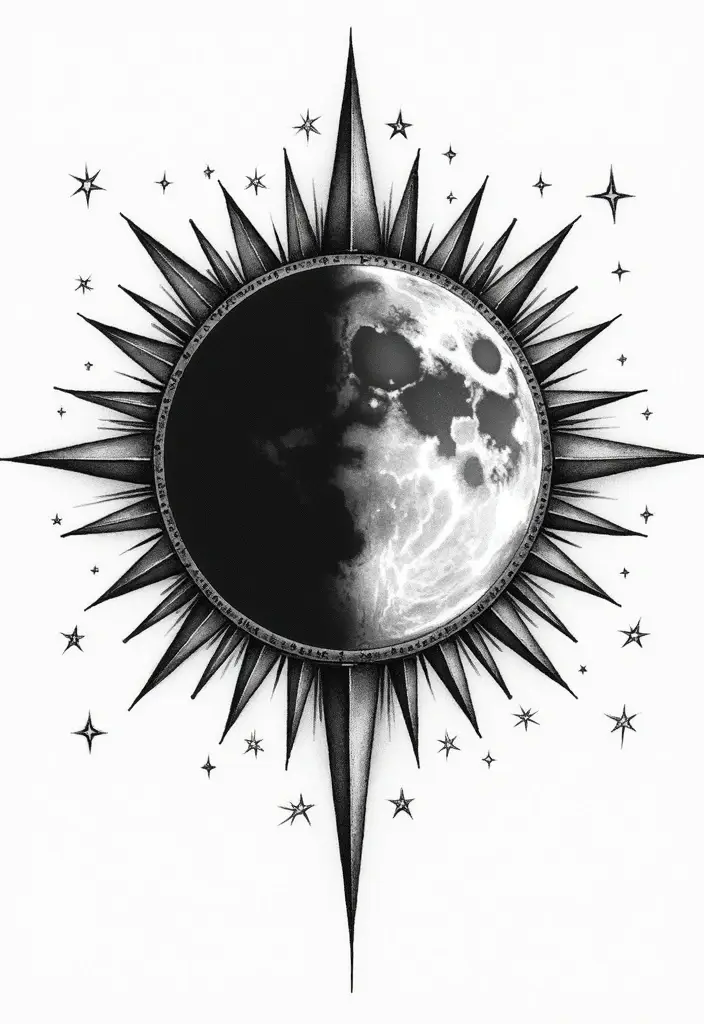50 Eclipse Tattoo Designs with Powerful Meaning and Symbolism - 1. The Classic Solar Eclipse