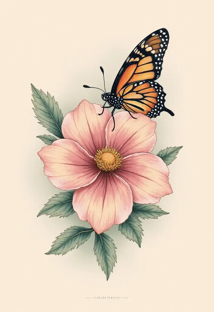 50 Half Butterfly Half Flower Tattoo Designs and Inspirations - 1. The Classic Half Butterfly