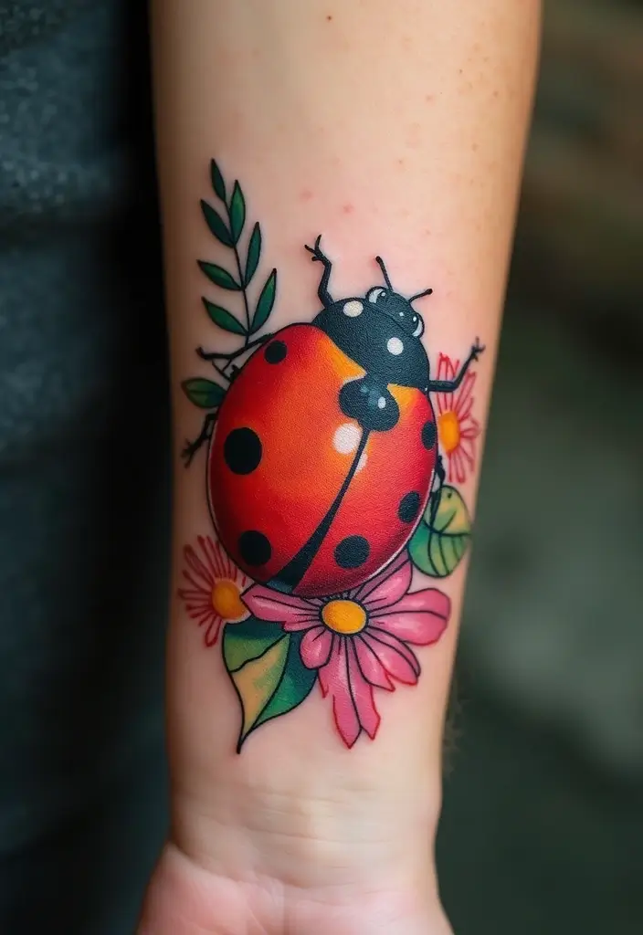 30 Ladybug Tattoo Ideas with Cute and Symbolic Designs 1 30 Ladybug Tattoo Ideas with Cute and Symbolic Designs - 1. The Classic Red Ladybug